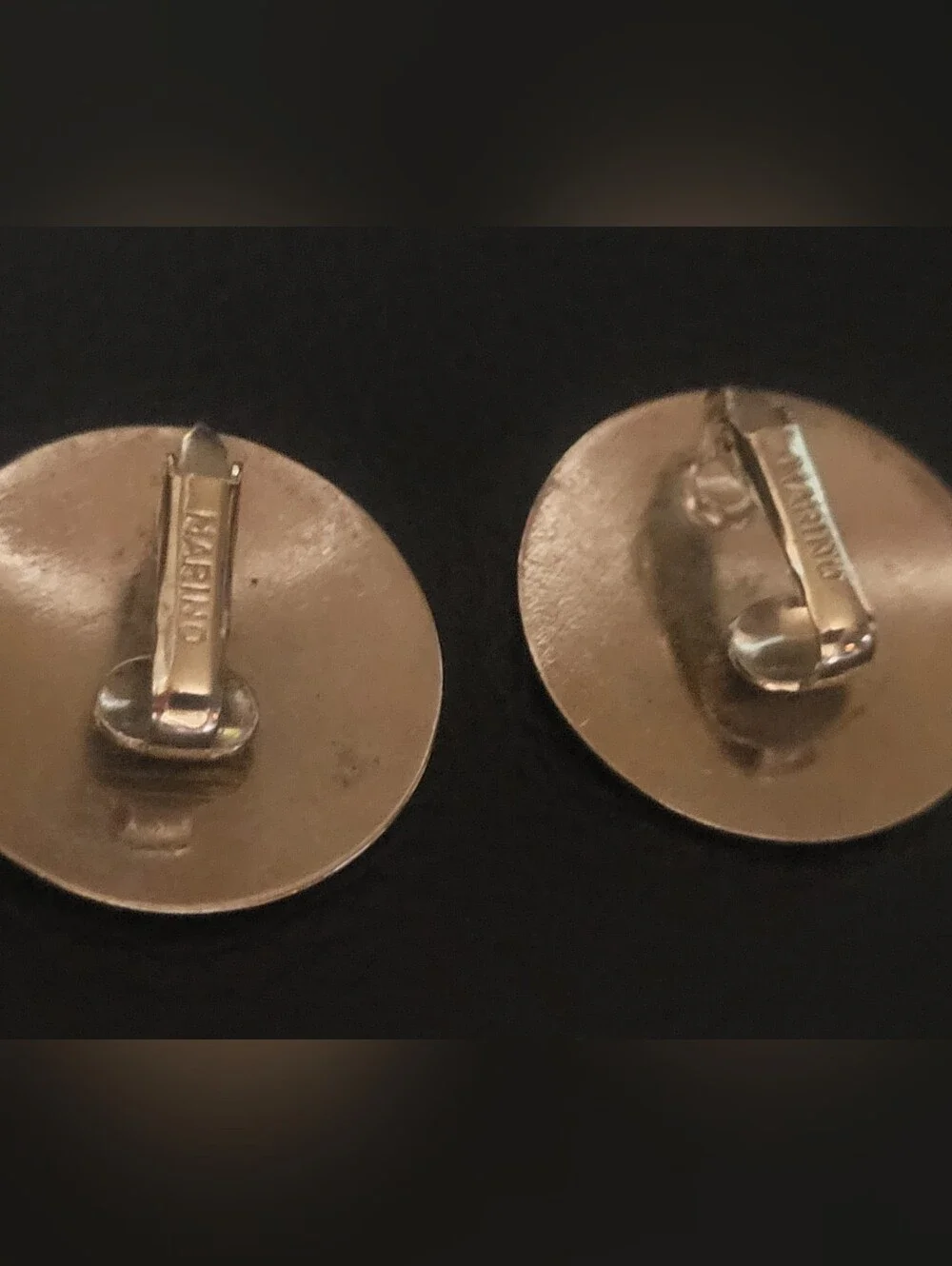 Vintage Signed MARINO Silver Tone Sunburst Disc Clip On Earrings Mid-Century